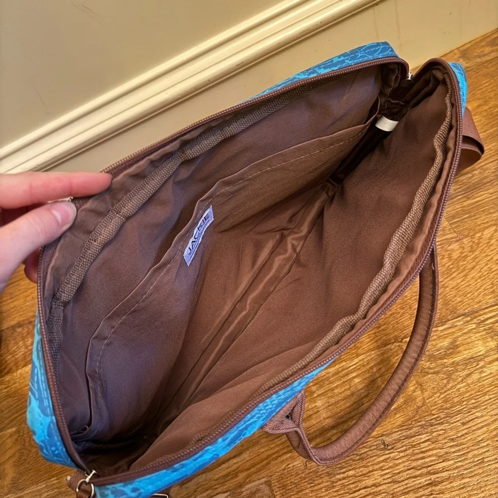 Blue and Brown Laptop Bag